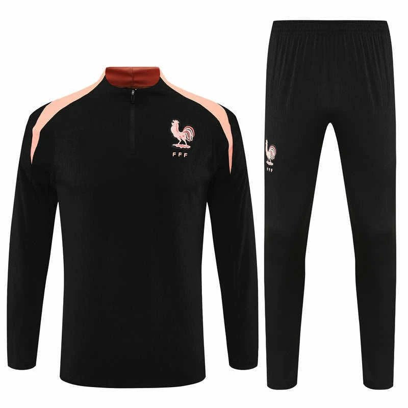 25/26 France Black Pink Shoulder Training Tracksuit