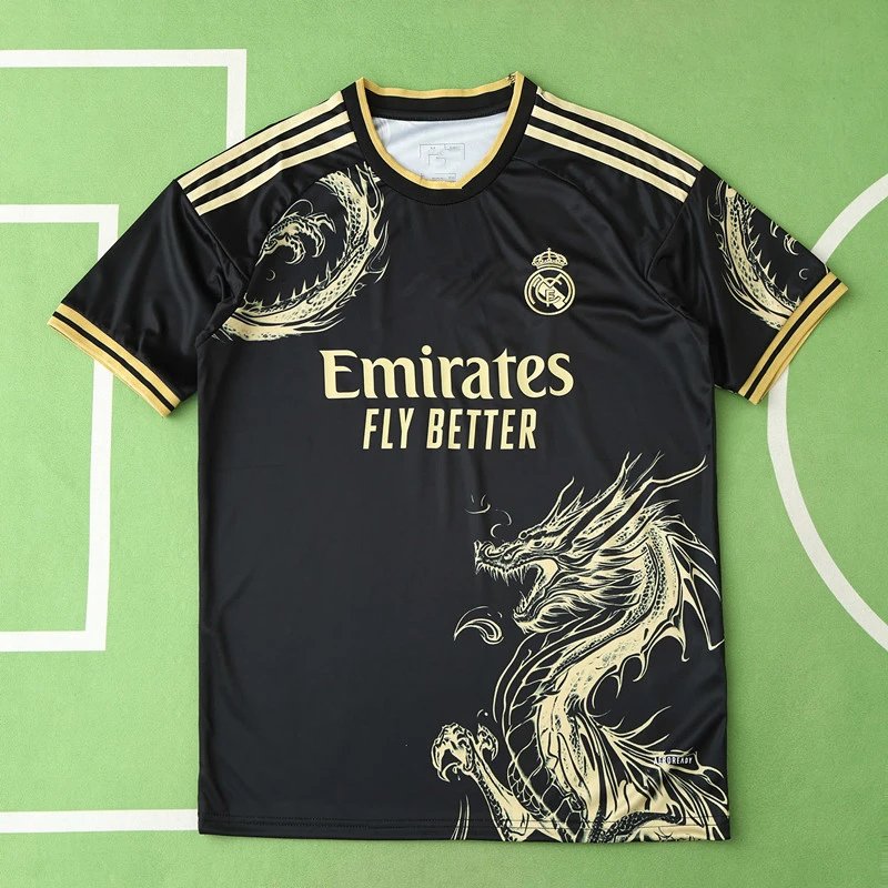 24/25 Real Madrid Black Gold Dragon Special Concept Shirt