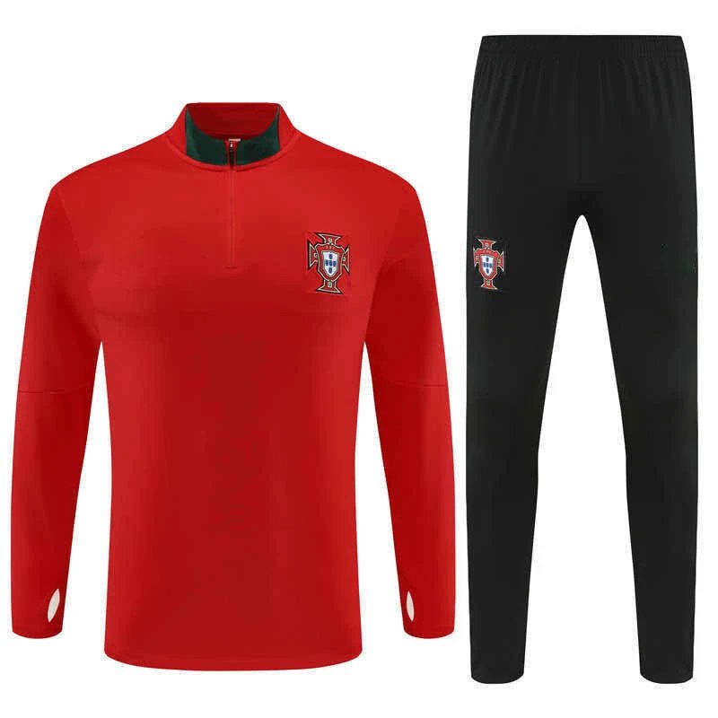 25/26 Portuguese Red and Green Collar Training Tracksuit
