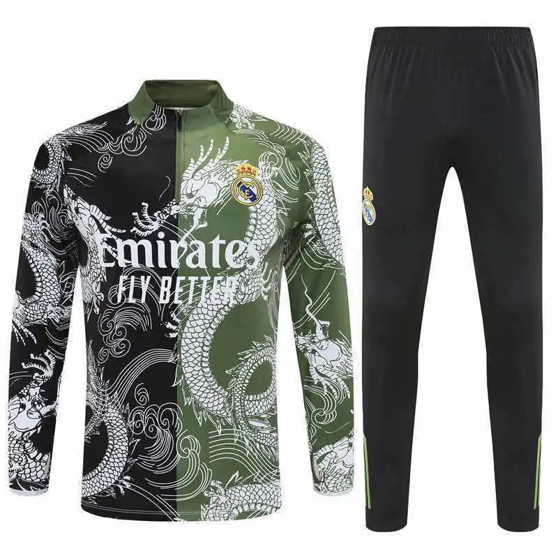 25/26 Real Madrid Black Green Training Tracksuit
