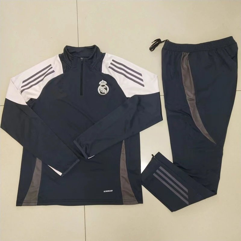 24/25 Real Madrid Black Beige Shoulder Training Tracksuit
