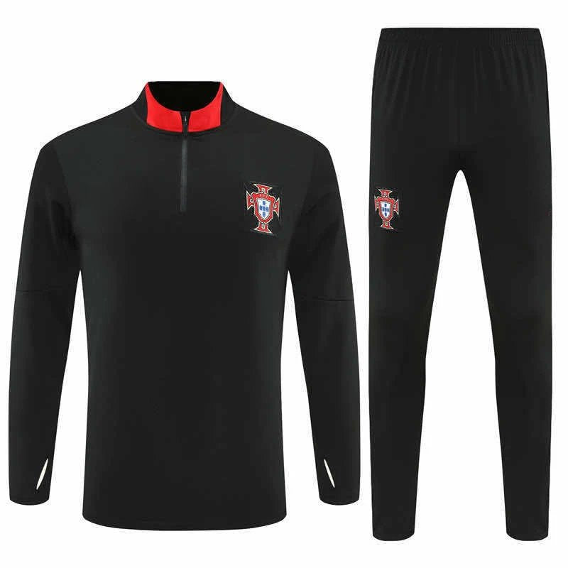 25/26 Portuguese Black Red Collar Training Uniform Semi-Pull Set