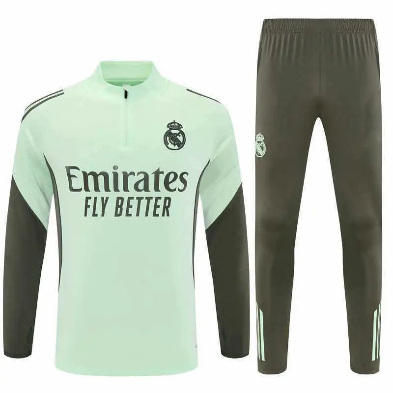 25/26 Real Madrid Light Green Dark Green Training Tracksuit