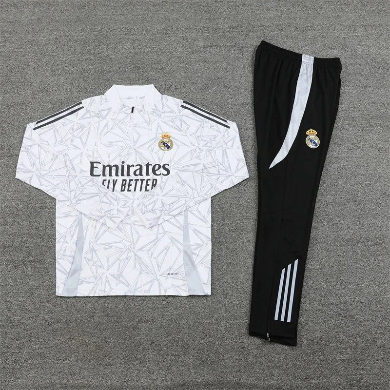 24/25 Real Madrid White Dark Pattern Training Tracksuit
