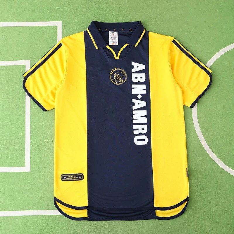 00/01 Ajax Away Blue and Yellow Retro Shirt