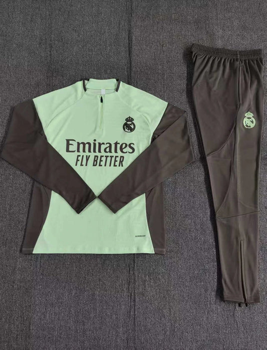 25/26 Real Madrid Light Green Gray Training Tracksuit