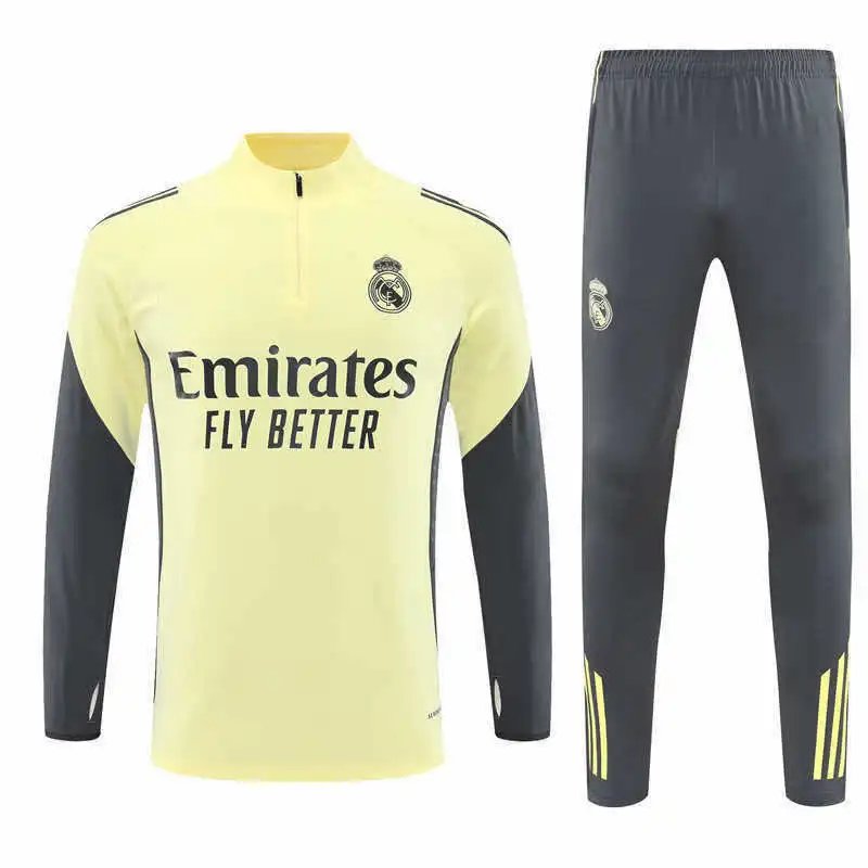 25/26 Real Madrid Yellow Gray Arm Training Tracksuit
