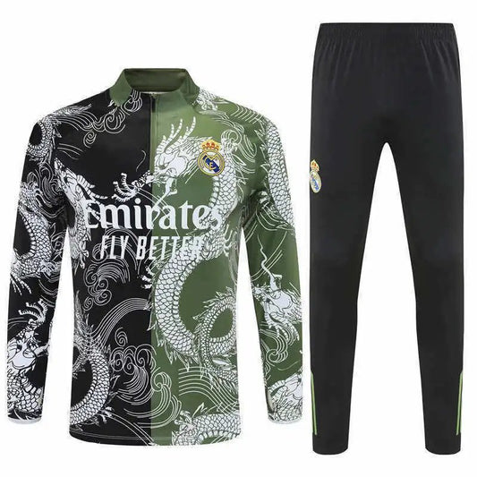 25/26 Real Madrid Black Green Training Tracksuit