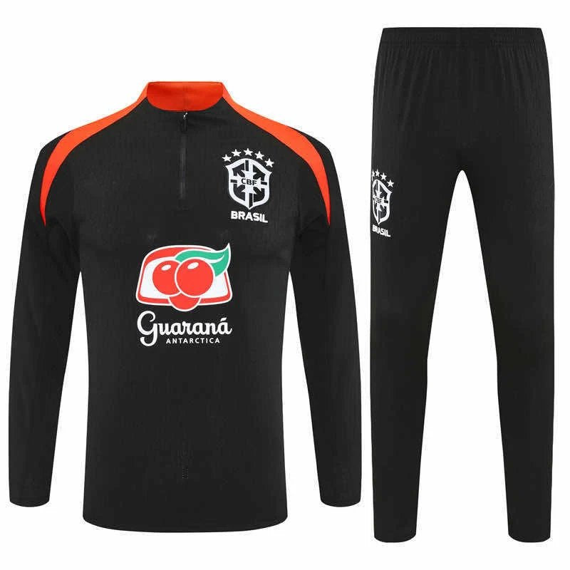 25/26 Brazil Black Orange Shoulder Training Tracksuit