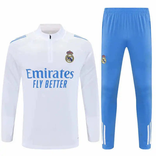 25/26 Real Madrid White Blue Shoulder Training Tracksuit