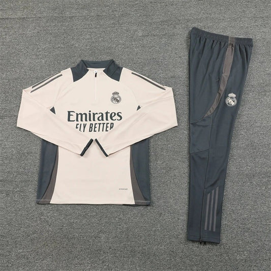 24/25 Real Madrid off-white gray collar Training Tracksuit