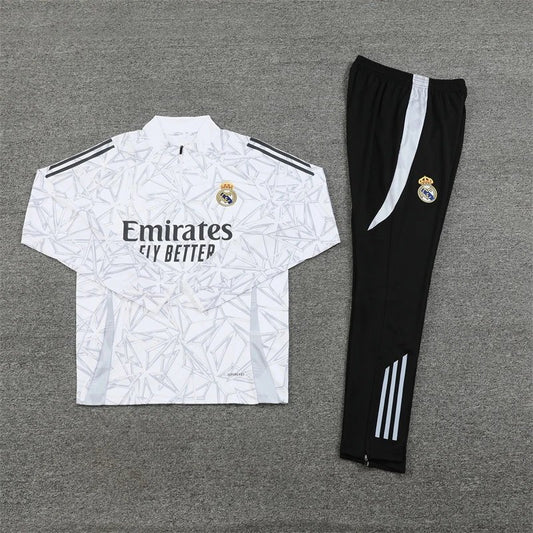 24/25 Real Madrid White Dark Pattern Training Tracksuit