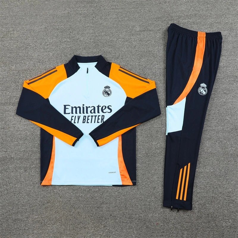 24/25 Real Madrid Light Blue Orange Arm Training Tracksuit