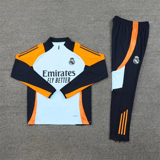 24/25 Real Madrid Light Blue Orange Arm Training Tracksuit