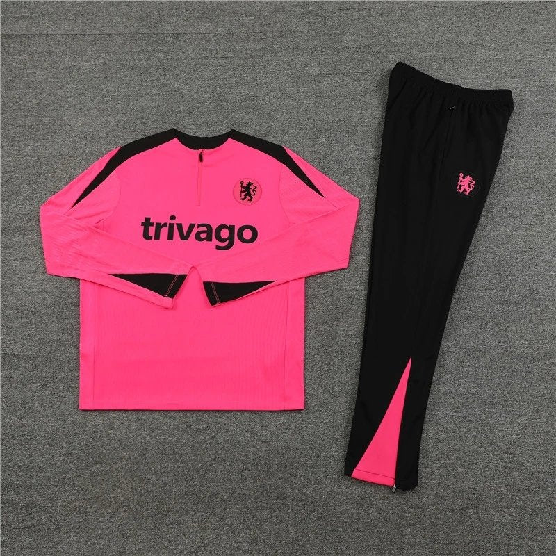 2425 Chelsea Pink Black Shoulder Training Tracksuit