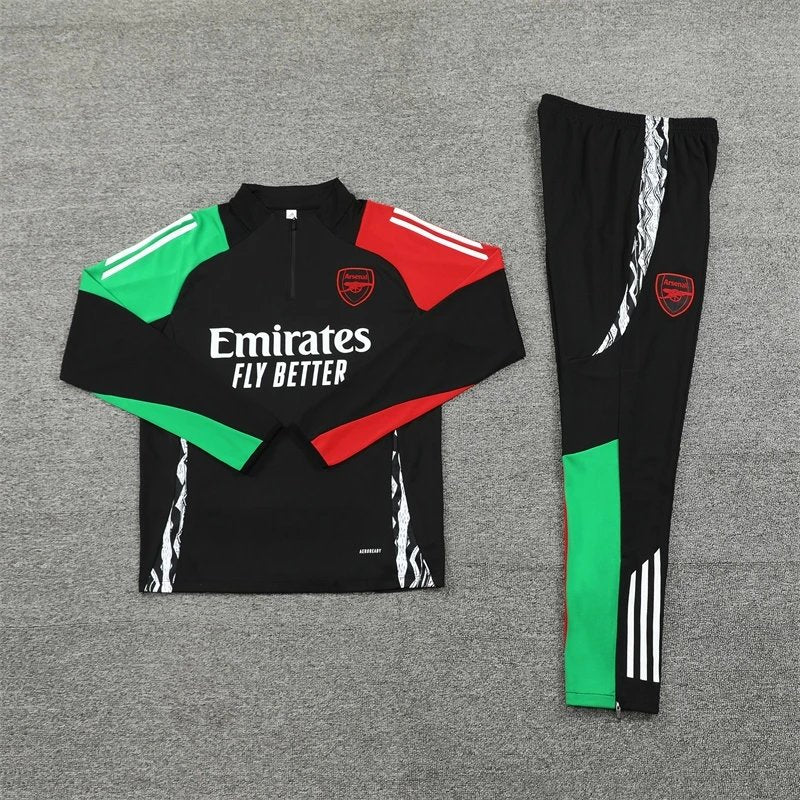 24/25 Arsenal Black Red and Blue Shoulder Training Tracksuit
