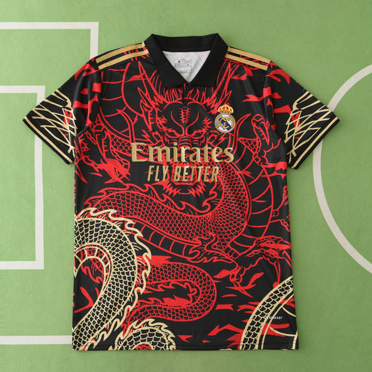 24/25 Real Madrid Black Red Chinese Dragon Special Concept Shirt