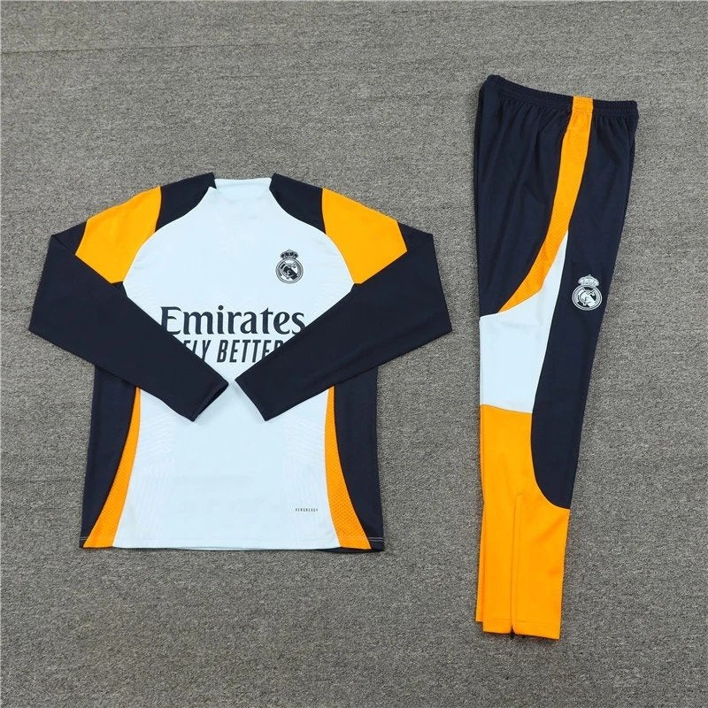 24/25 Real Madrid Light Blue Orange Shoulder Training Tracksuit
