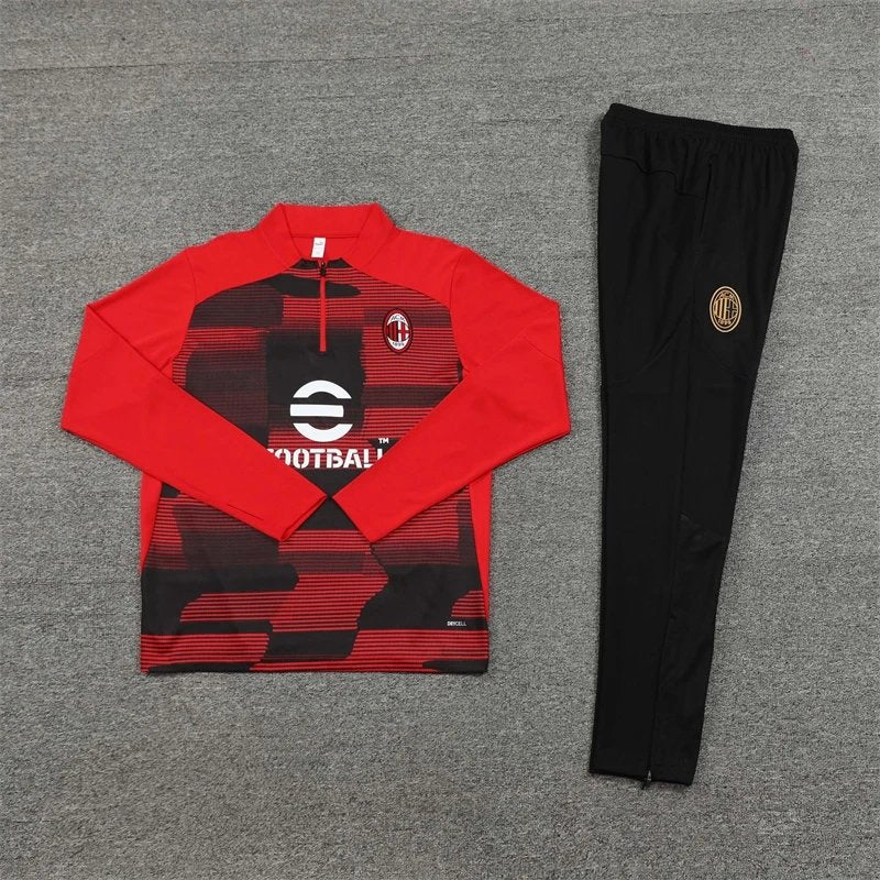 24/25 AC Red and Black Training Uniform Semi-Pull Set