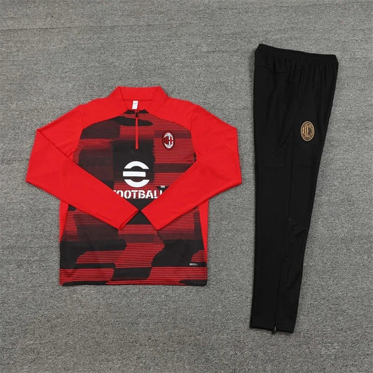 24/25 AC Red and Black Training Uniform Semi-Pull Set