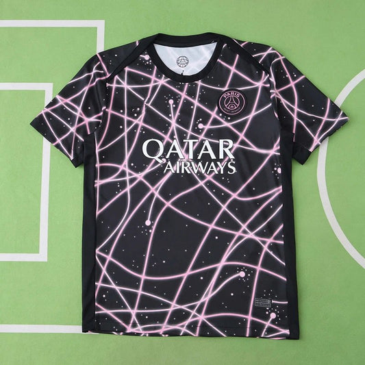 25/26 PSG Black Pink Striped Training Uniform Shirt