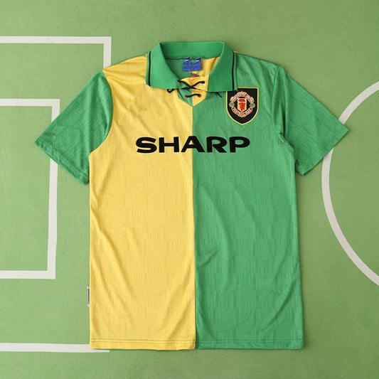 92/94 Manchester United away Yellow-Green Retro Shirt